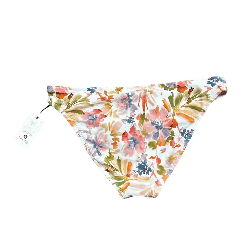 NWT Shade & Shore women's low rise cheeky bikini bottom size large pink floral - Picture 5 of 6